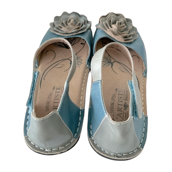L’Artiste Spring Step Caicos Blue Gray Mary Jane Flats Shoes Size 7 Flower EUC🩵 - Picture 3 of 8